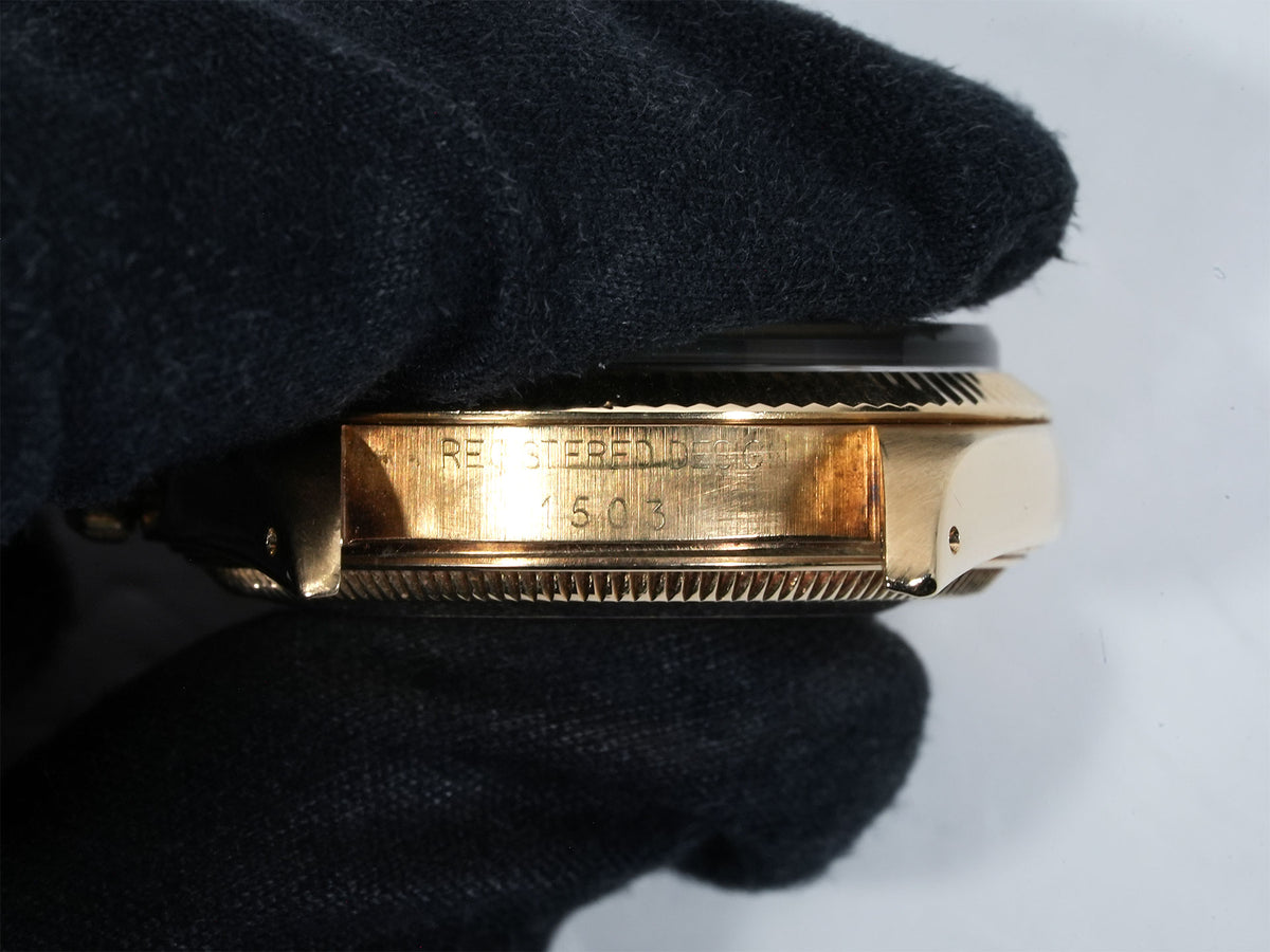 ロレックス オイスターパーペチュアル デイト Ref.1503 イエローゴールド ブラック文字盤 中古 njdj3waq