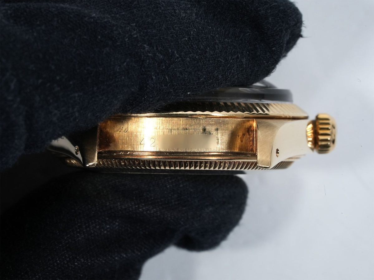 ロレックス オイスターパーペチュアル デイト Ref.1503 イエローゴールド ブラック文字盤 中古 njdj3waq