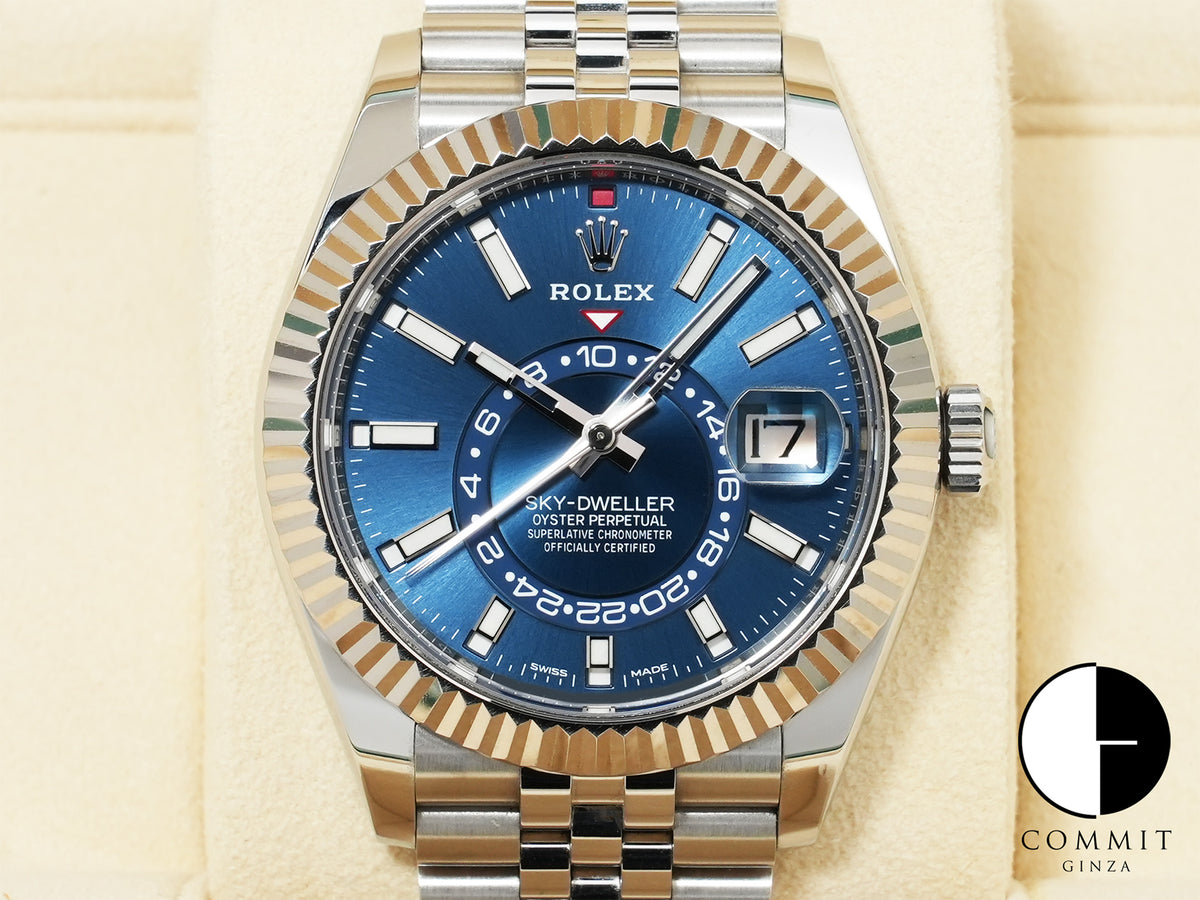 Rolex Sky-Dweller Ref. 326934 Stainless Steel/White Gold Blue Dial Jubilee Bracelet Excellent Condition iiw9hohd