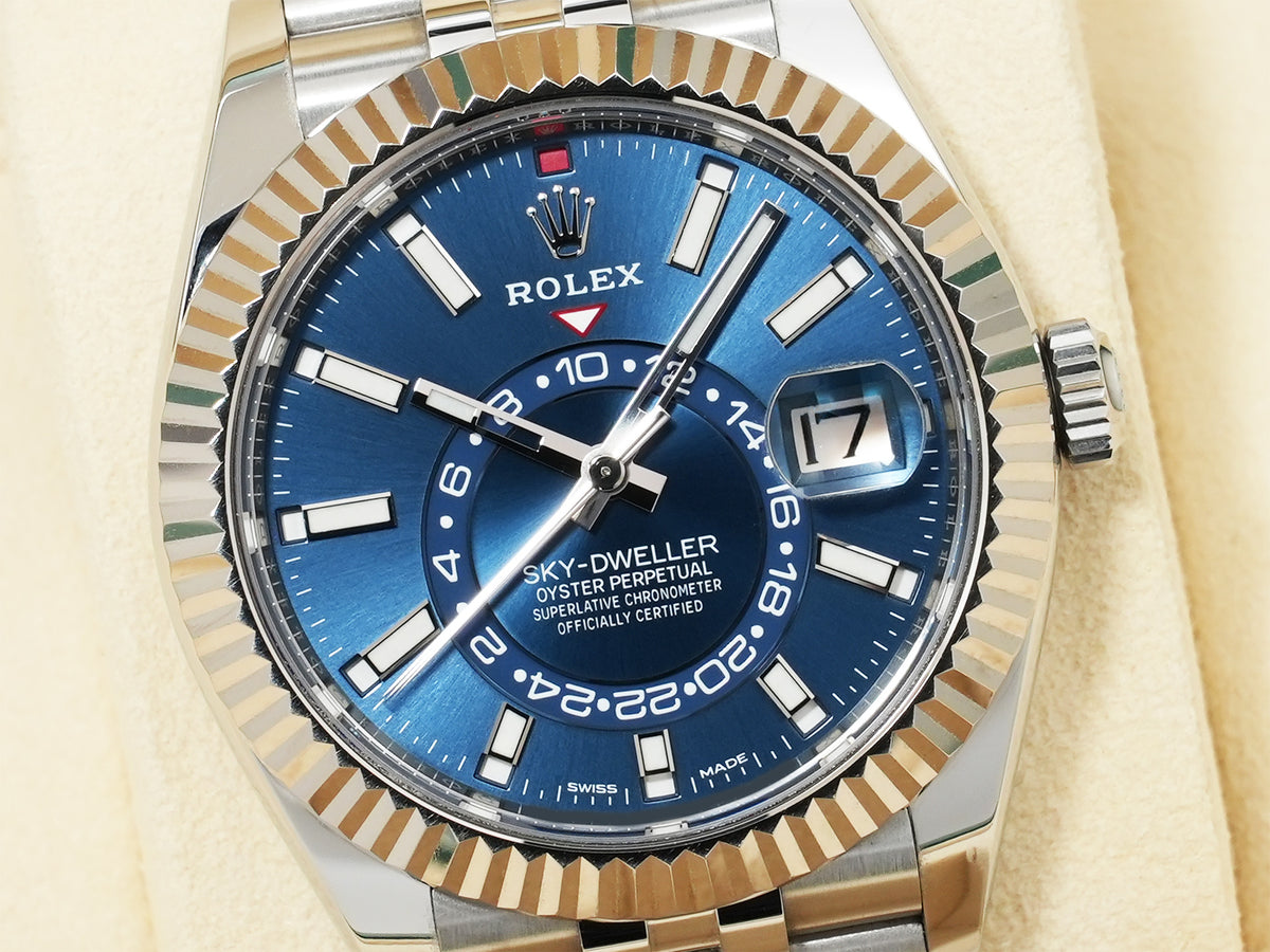 Rolex Sky-Dweller Ref. 326934 Stainless Steel/White Gold Blue Dial Jubilee Bracelet Excellent Condition iiw9hohd