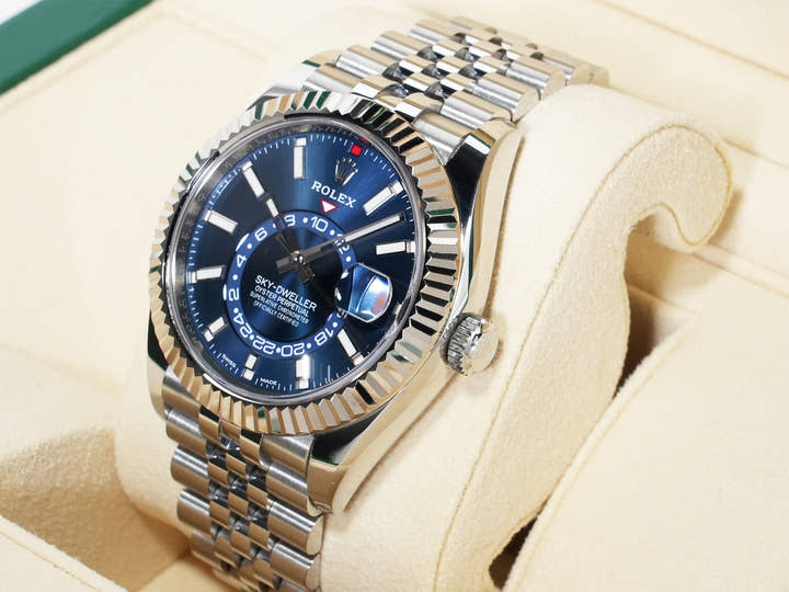 Rolex Sky-Dweller Ref. 326934 Stainless Steel/White Gold Blue Dial Jubilee Bracelet Excellent Condition iiw9hohd