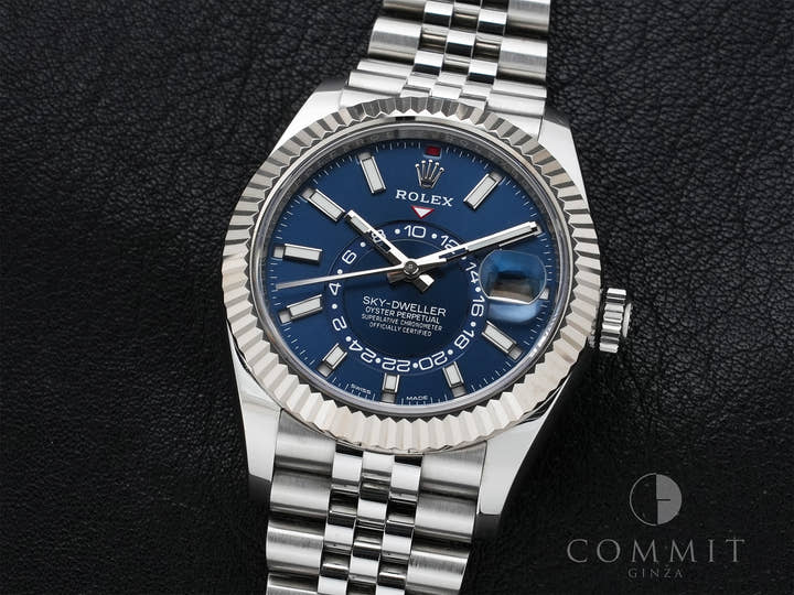 Rolex Sky-Dweller Ref. 326934 Stainless Steel/White Gold Blue Dial Jubilee Bracelet Excellent Condition iiw9hohd