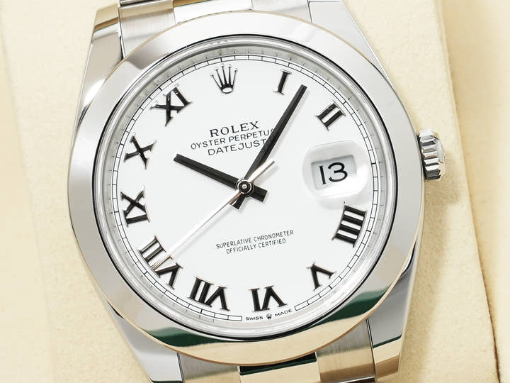 ロレックス デイトジャスト41 Ref.126300 ステンレススチール ホワイトローマン文字盤 オイスターブレスレット 美中古 2tq9tyb7