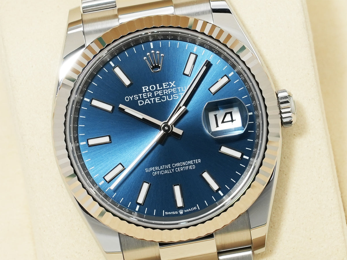 Rolex Datejust 36 Ref. 126234 Stainless Steel/White Gold Bright Blue Dial Oyster Bracelet Used 5hxno6vf