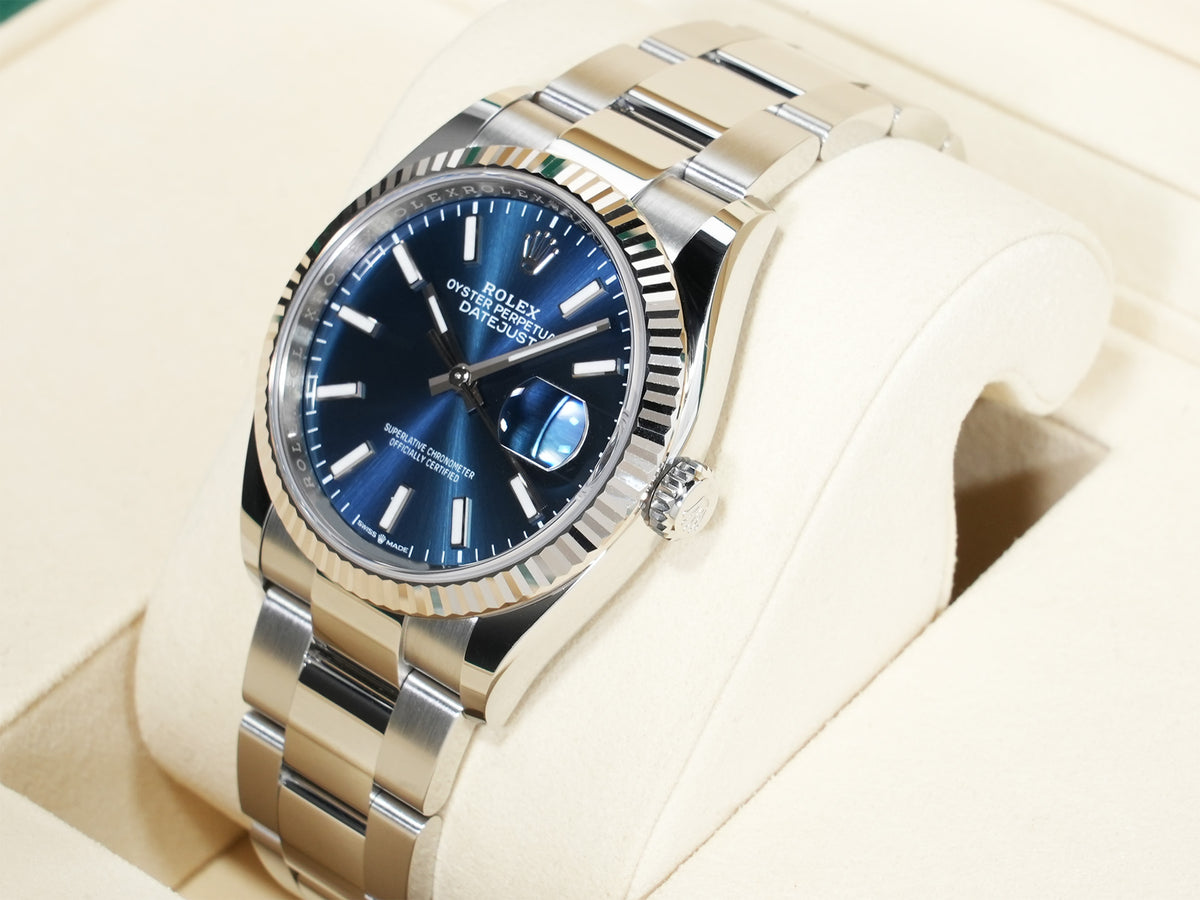 Rolex Datejust 36 Ref. 126234 Stainless Steel/White Gold Bright Blue Dial Oyster Bracelet Used 5hxno6vf