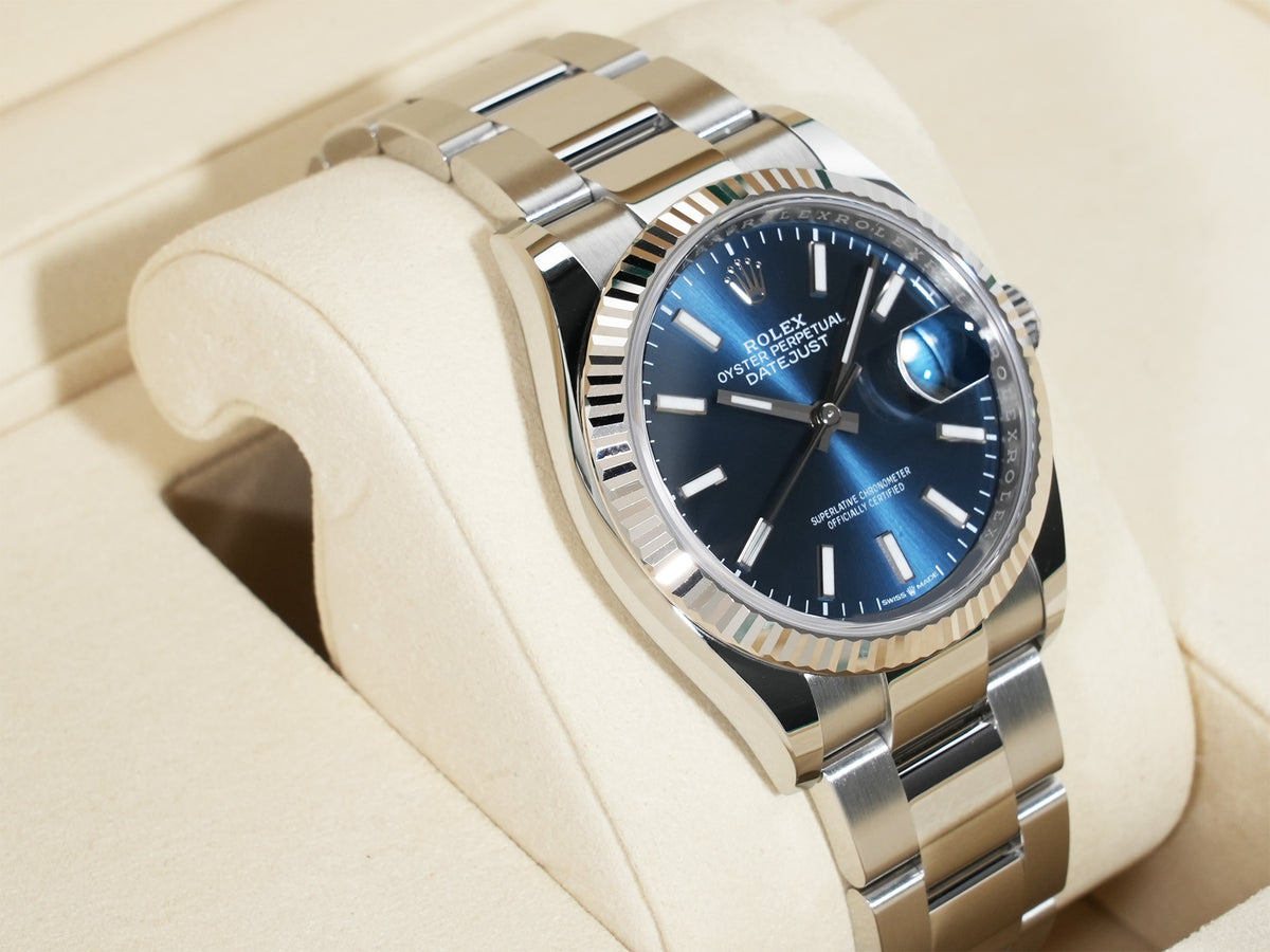 Rolex Datejust 36 Ref. 126234 Stainless Steel/White Gold Bright Blue Dial Oyster Bracelet Used 5hxno6vf
