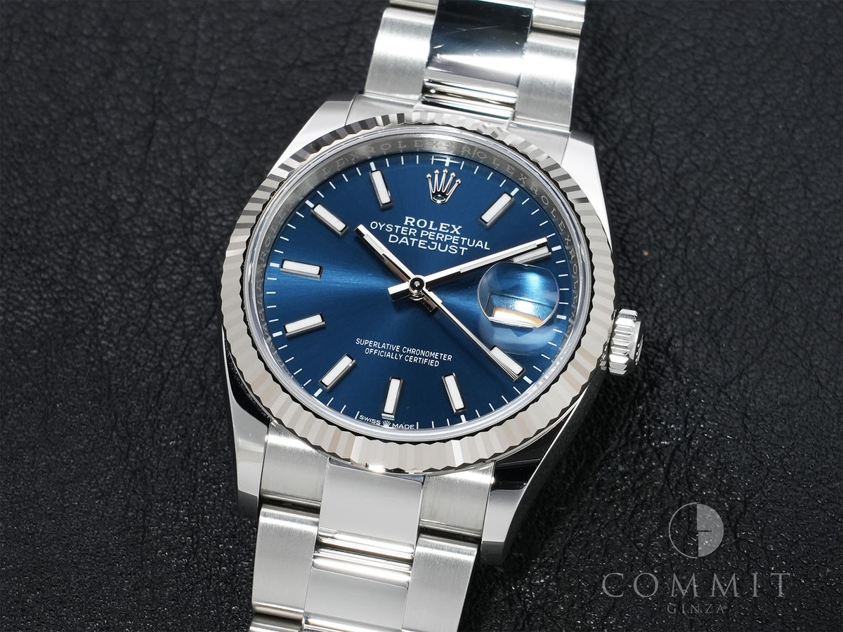 Rolex Datejust 36 Ref. 126234 Stainless Steel/White Gold Bright Blue Dial Oyster Bracelet Used 5hxno6vf