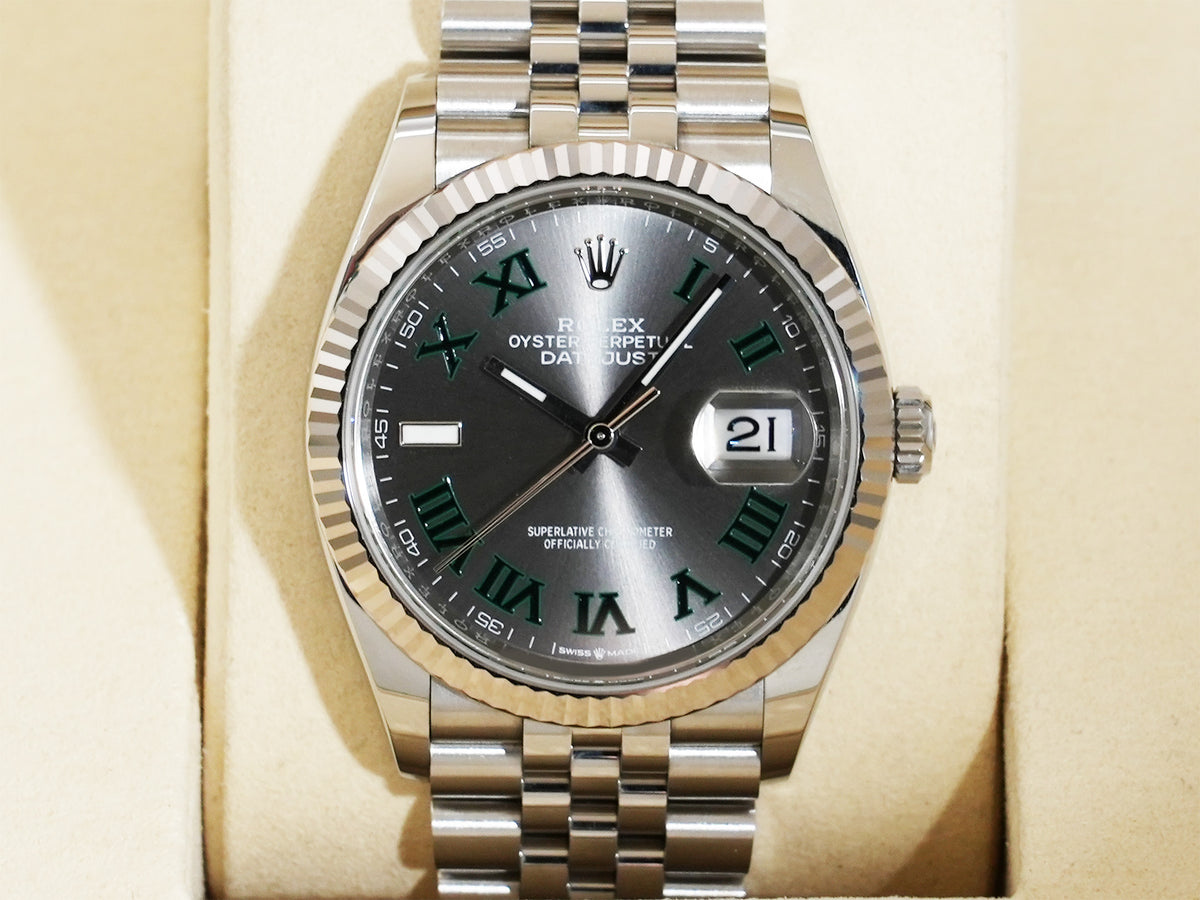 ロレックス デイトジャスト36 Ref.126234 ステンレススチール/ホワイトゴールド スレートローマン文字盤 ジュビリーブレスレット 中古 bn47yx3u