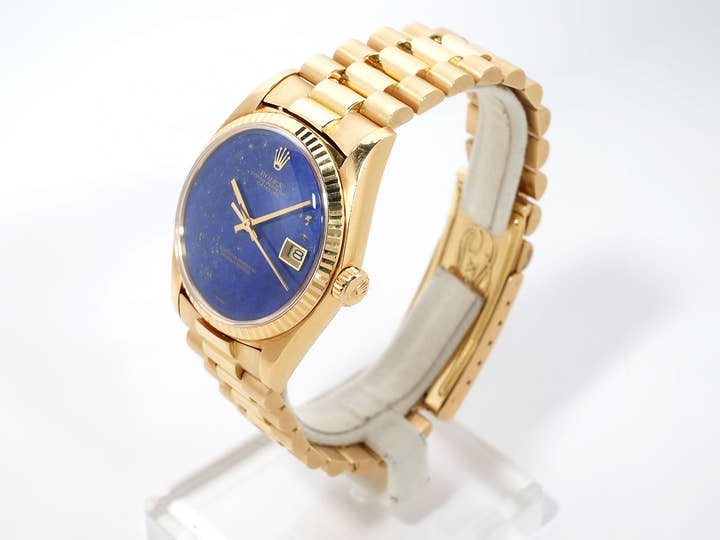 Rolex Datejust Ref. 1601/8 Yellow Gold Lapis Lazuli Dial Used ei4pe42t