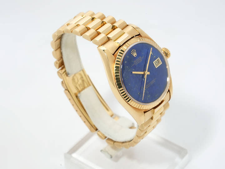 Rolex Datejust Ref. 1601/8 Yellow Gold Lapis Lazuli Dial Used ei4pe42t