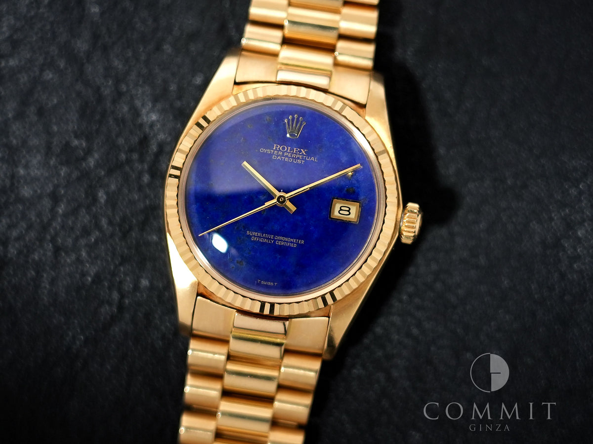 Rolex Datejust Ref. 1601/8 Yellow Gold Lapis Lazuli Dial Used ei4pe42t