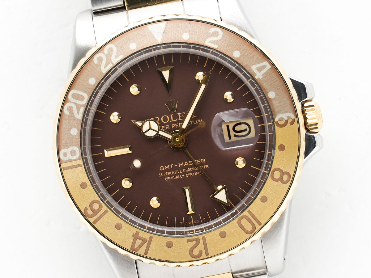ロレックス GMTマスター Ref.1675/3 ステンレススチール/イエローゴールド ブラウン文字盤 オイスターブレスレット 中古 74xswe9a