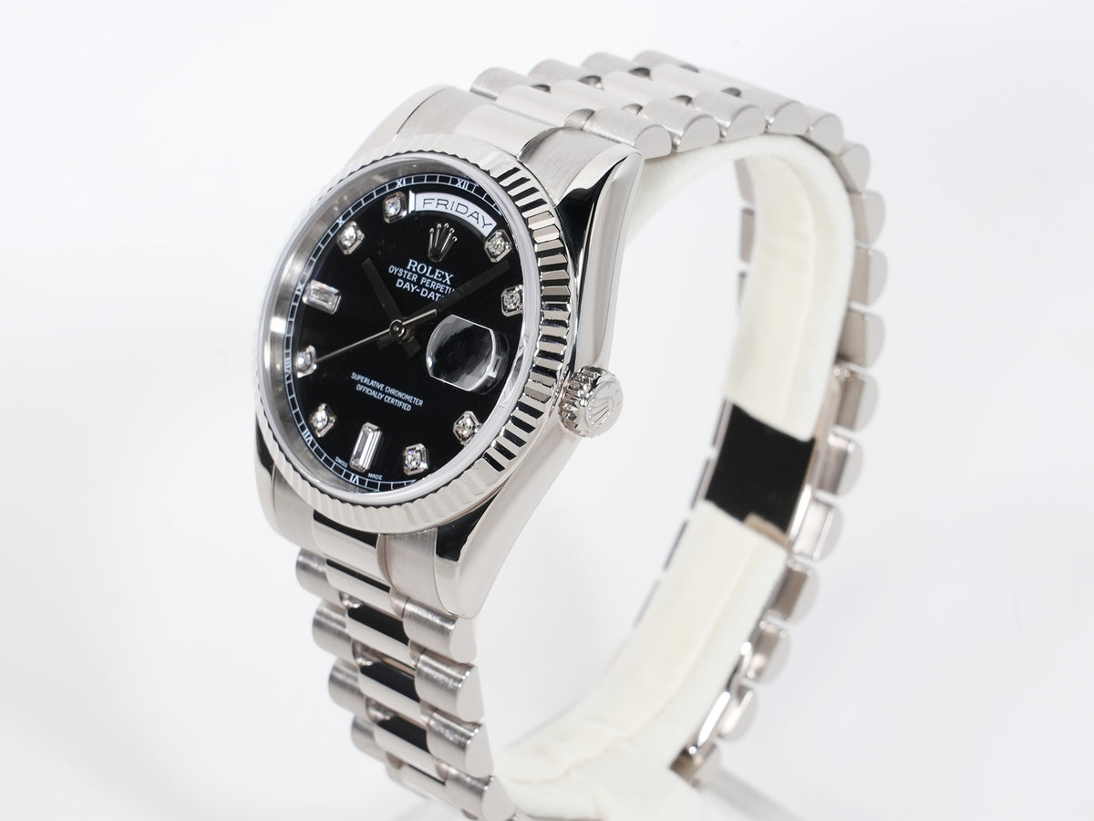 ロレックス デイデイト36 Ref.118239A ホワイトゴールド ブラック文字盤 美中古 k75s56gk