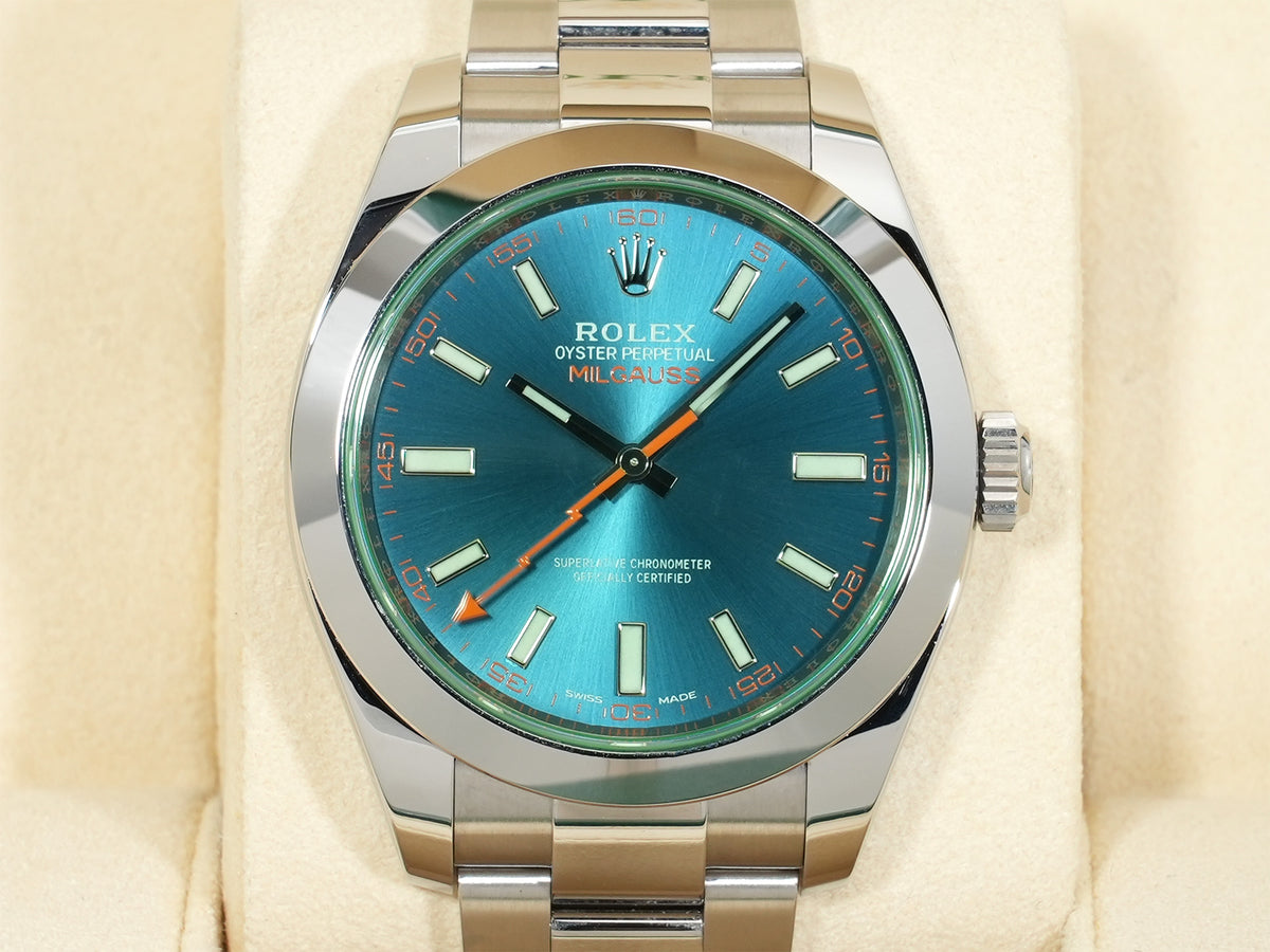 ロレックス ミルガウス Ref.116400GV ステンレススチール Zブルー文字盤 美中古 eb4b47fe