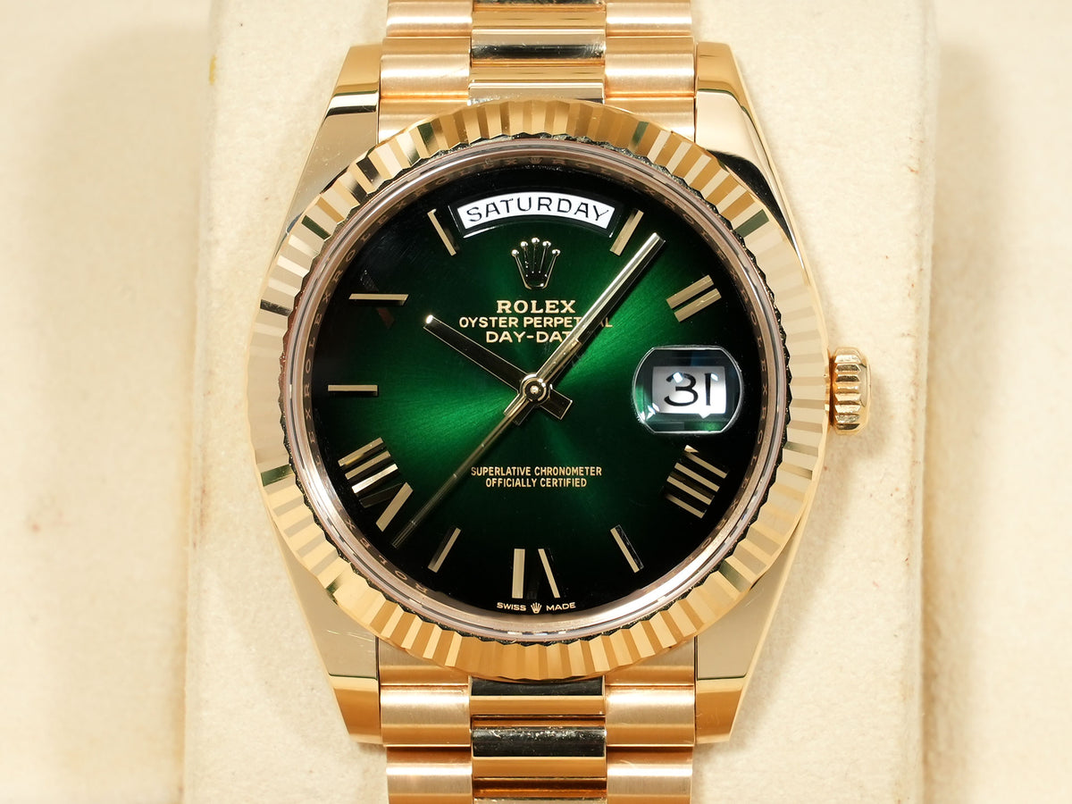 ロレックス デイデイト40 Ref.228238 イエローゴールド グリーンオンブレ文字盤 中古 gtco5bjp