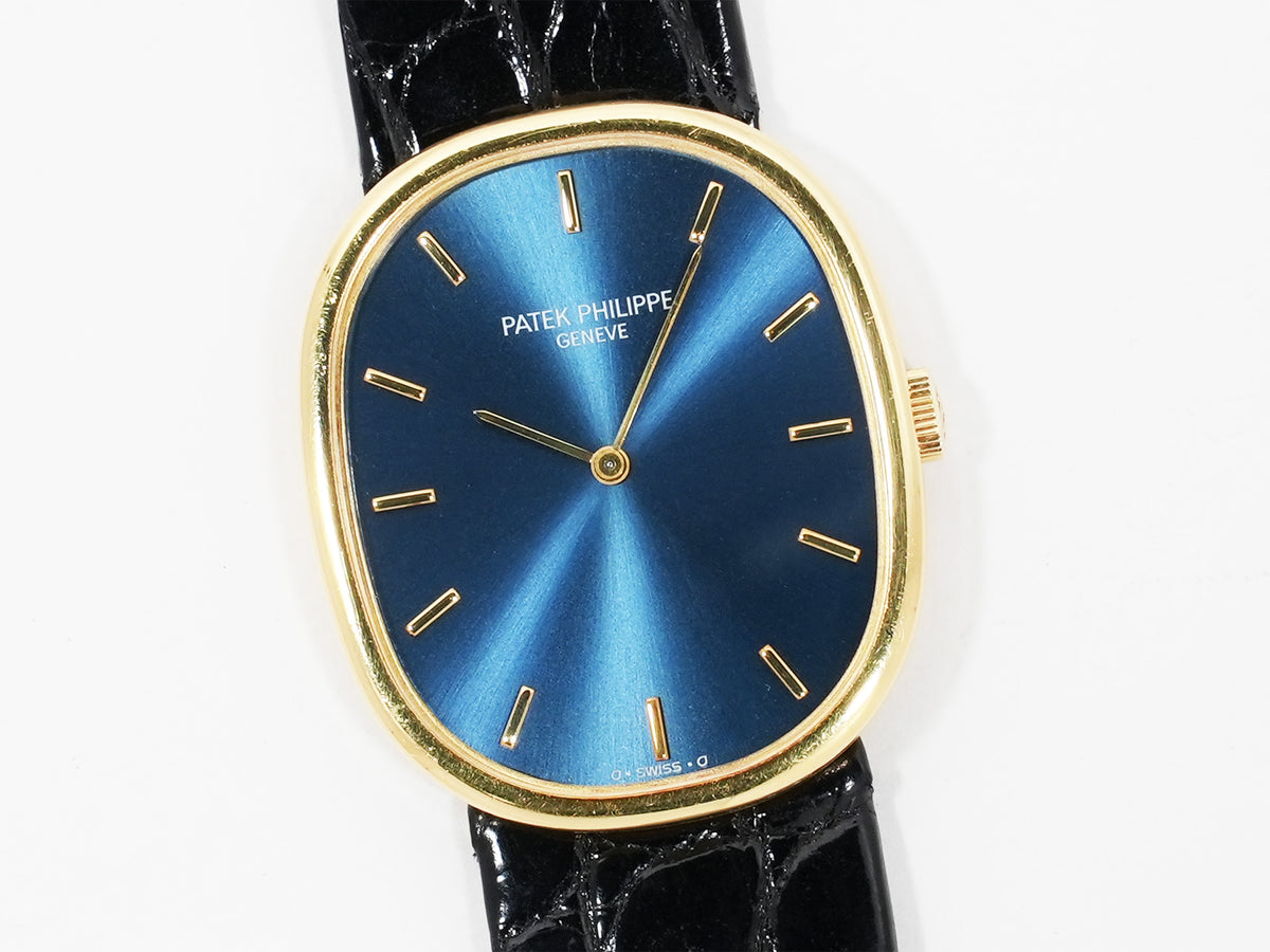 パテックフィリップ ゴールデンエリプス Ref.3848J イエローゴールド ブルー文字盤 中古 eey5vtfb