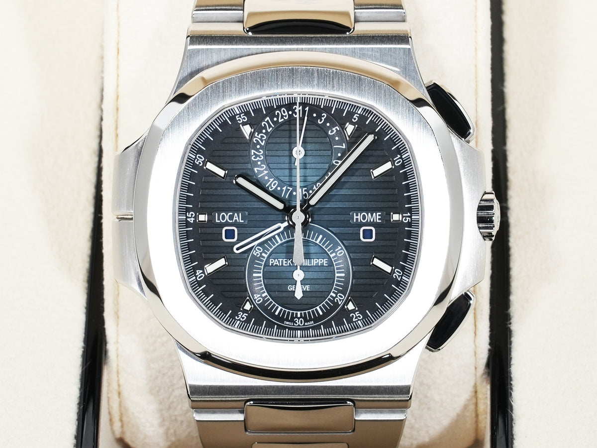 パテックフィリップ ノーチラス トラベルタイム クロノグラフ Ref.5990/1A-011 ステンレススチール ブルーソレイユ文字盤 美品 36jjyeh2