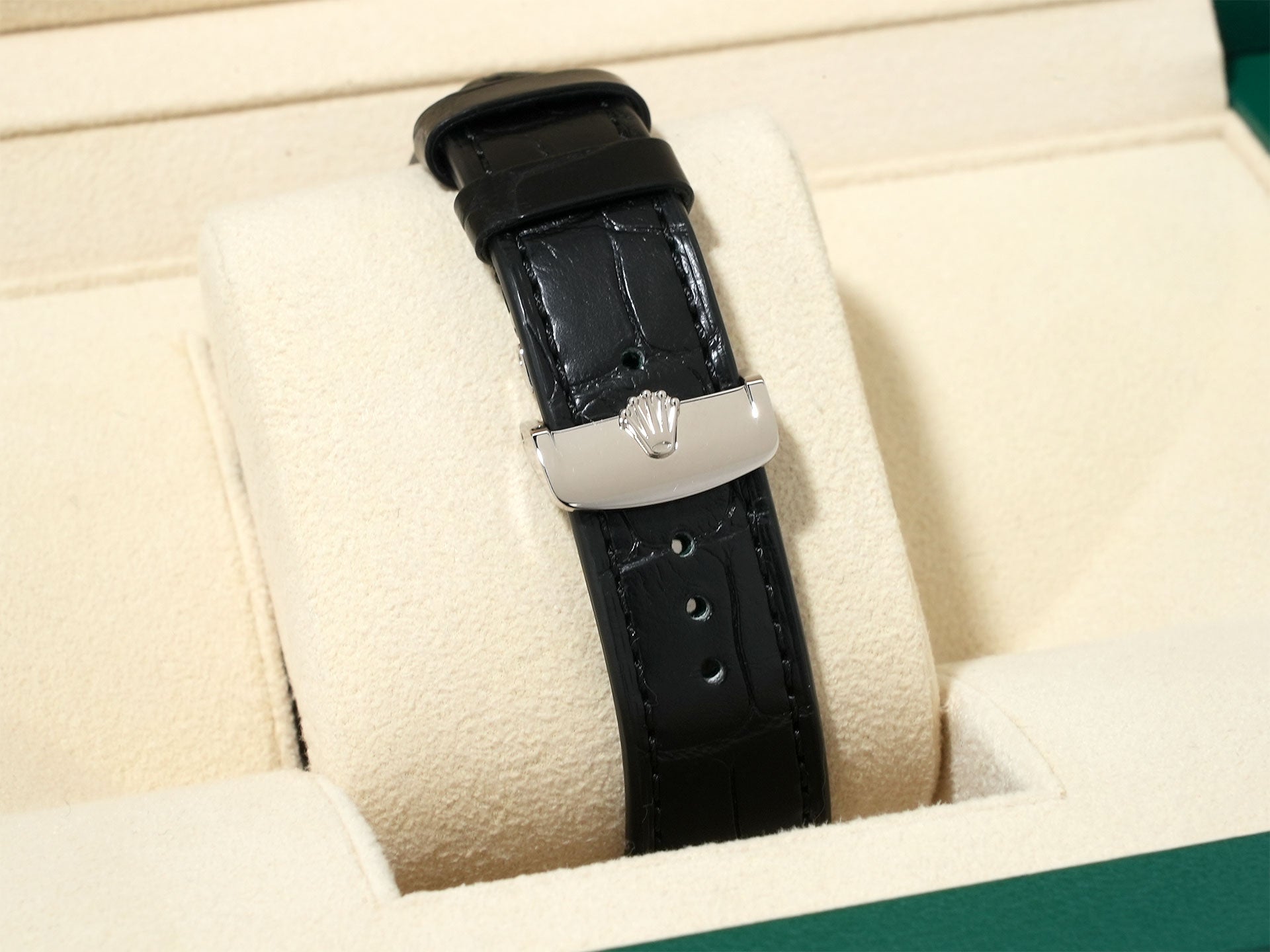 ロレックス 1908 Ref.52509 ホワイトゴールド ブラック文字盤 革ベルト 極美品 favnyakw