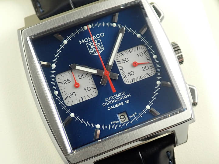 タグホイヤー モナコ キャリバー12 クロノグラフ Ref.CW2111.FC6183 ブルー文字盤 極美品 26L864X5