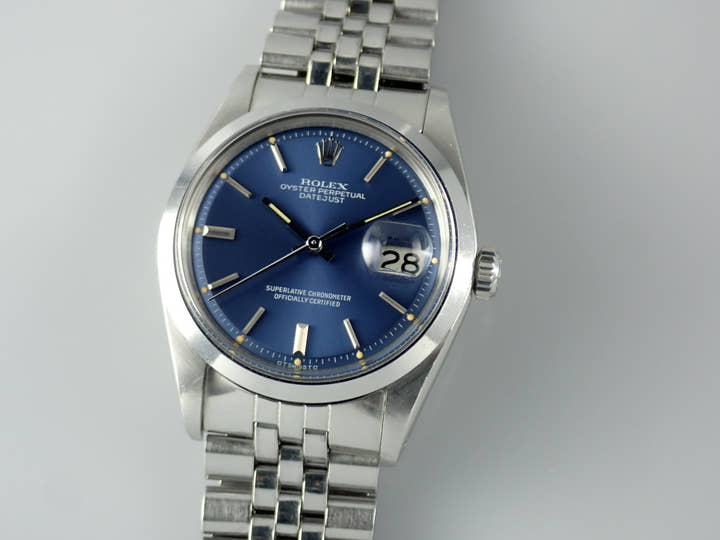 ロレックス デイトジャスト Ref.1600/0 ブルー文字盤 中古 datejust-196 ジュビリーブレスレット