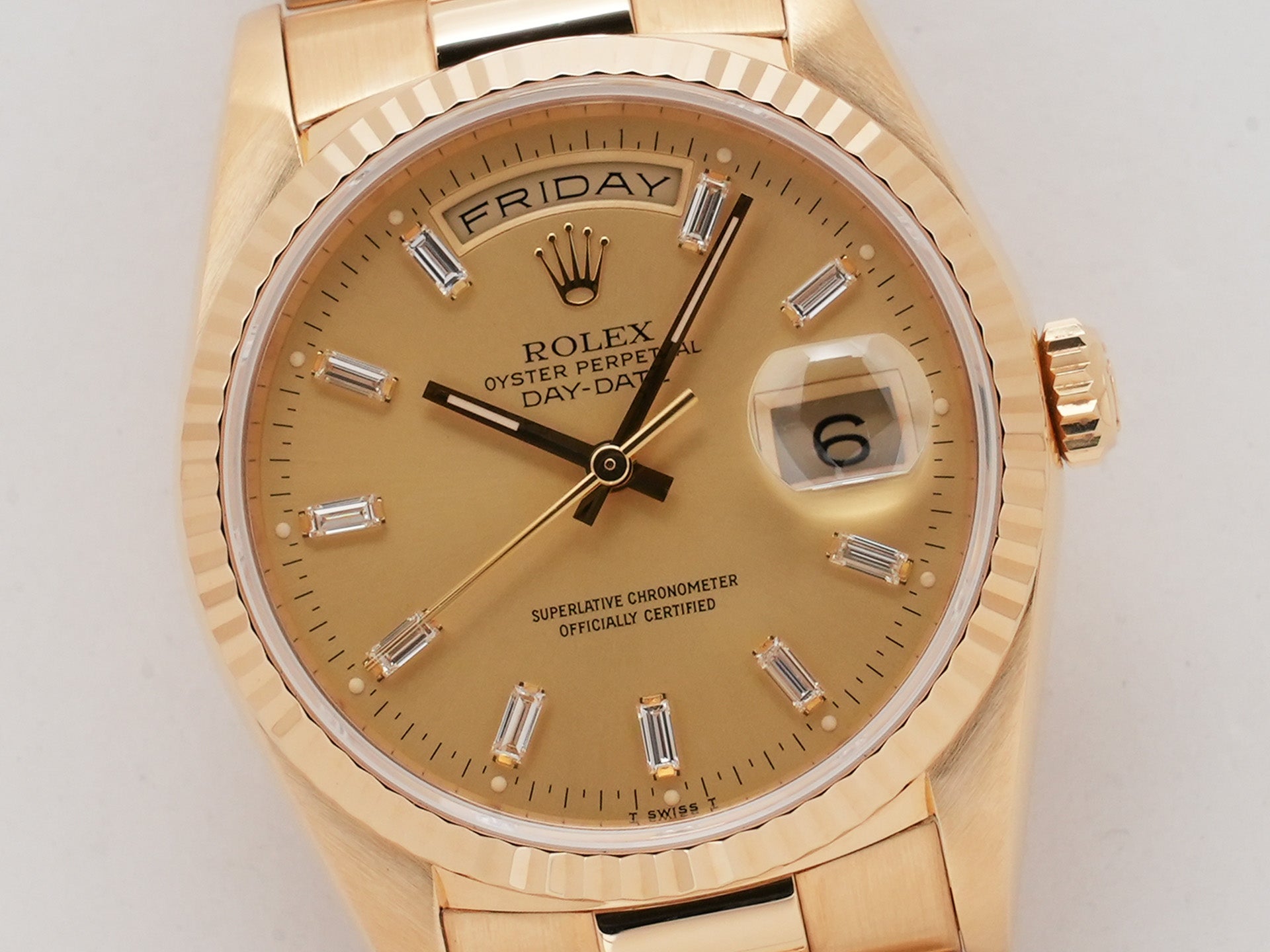 ロレックス デイデイト36 Ref.18238B 18KYG シャンパンゴールドx10Pバケットダイヤ文字盤 美中古 5xhxsrnb