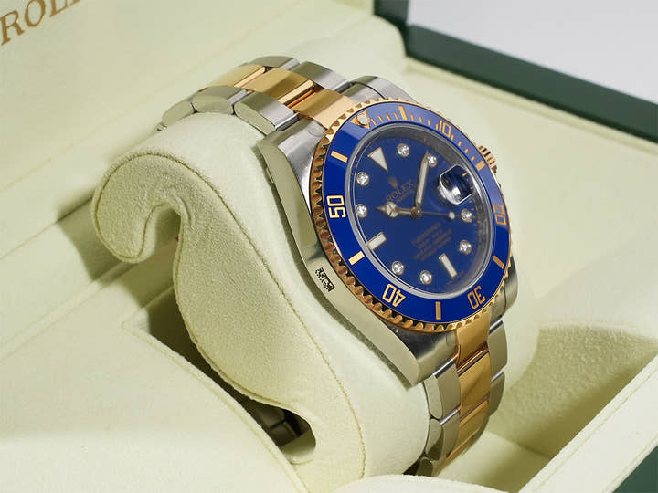 ロレックス サブマリーナー デイト Ref.116613GLB ステンレススチール/イエローゴールド ブルーx8Pダイヤ文字盤