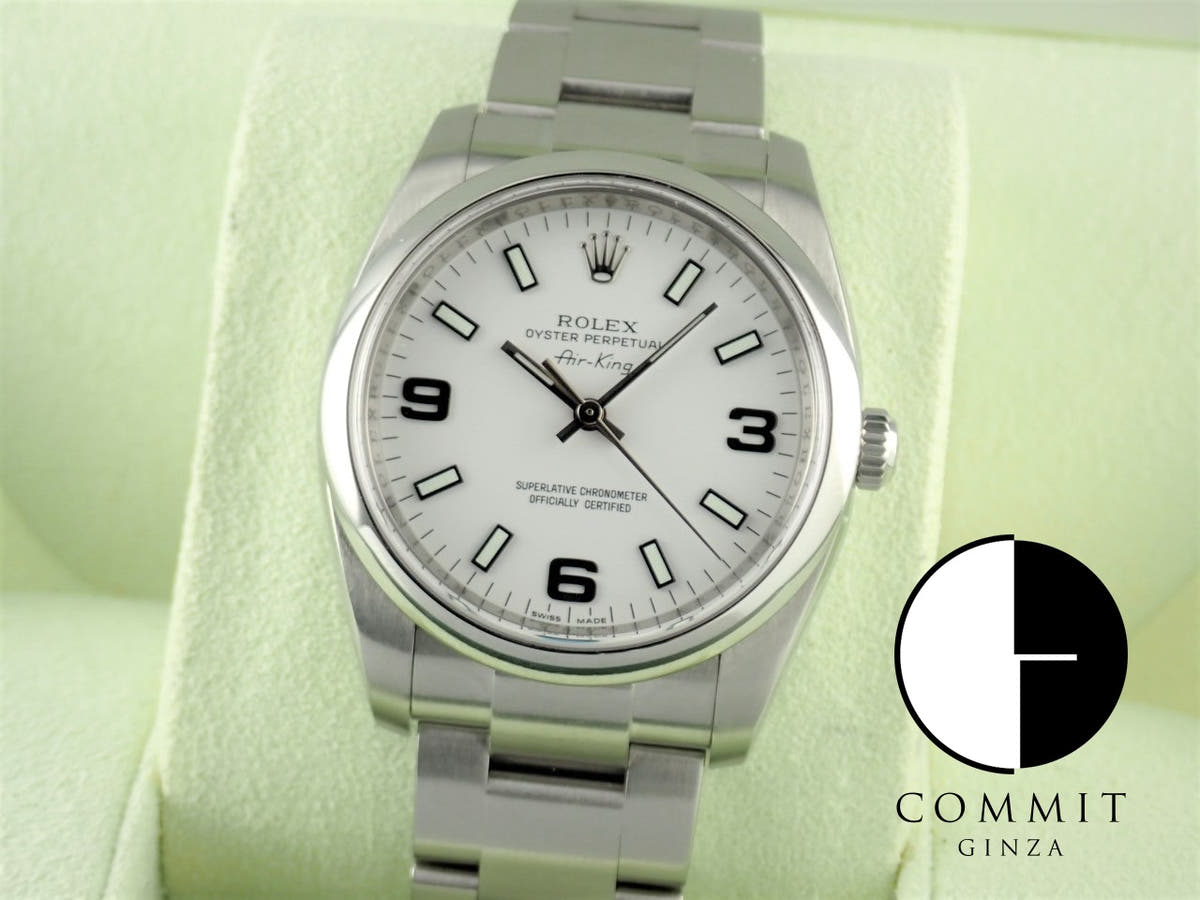 ロレックス エアキング Ref.114200 ホワイト文字盤 中古 airking-36