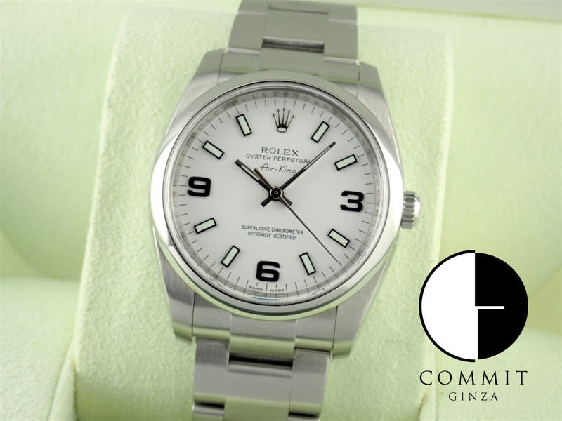 ロレックス エアキング Ref.114200 ホワイト文字盤 中古 airking-36