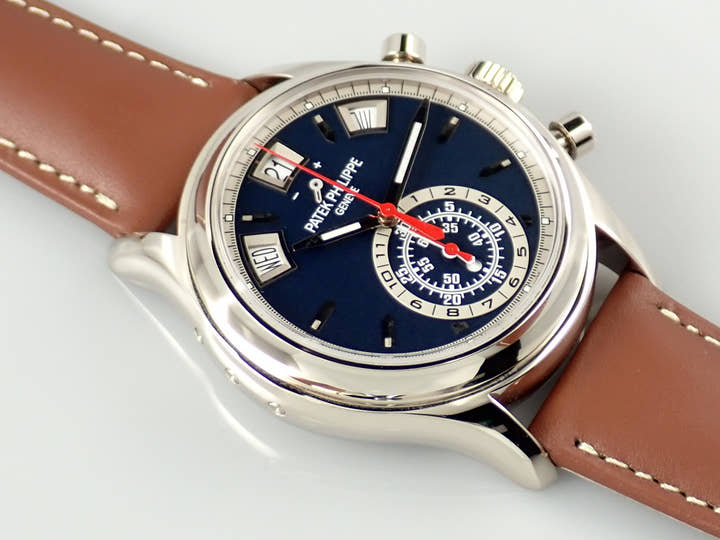 Patek Philippe Annual Calendar Chronograph Ref. 5960/01G-001 White Gold Blue Dial