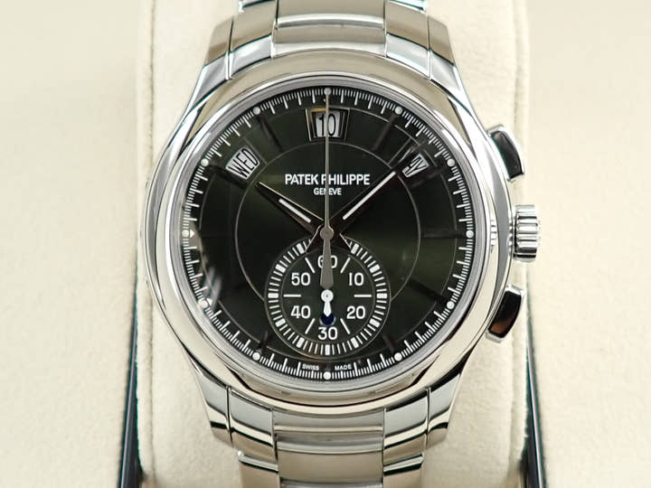 パテックフィリップ アニュアルカレンダー クロノグラフ Ref.5905/1A-001 ステンレススチール オリーブグリーン ソレイユ文字盤