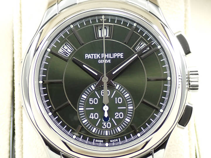 パテックフィリップ アニュアルカレンダー クロノグラフ Ref.5905/1A-001 ステンレススチール オリーブグリーン ソレイユ文字盤