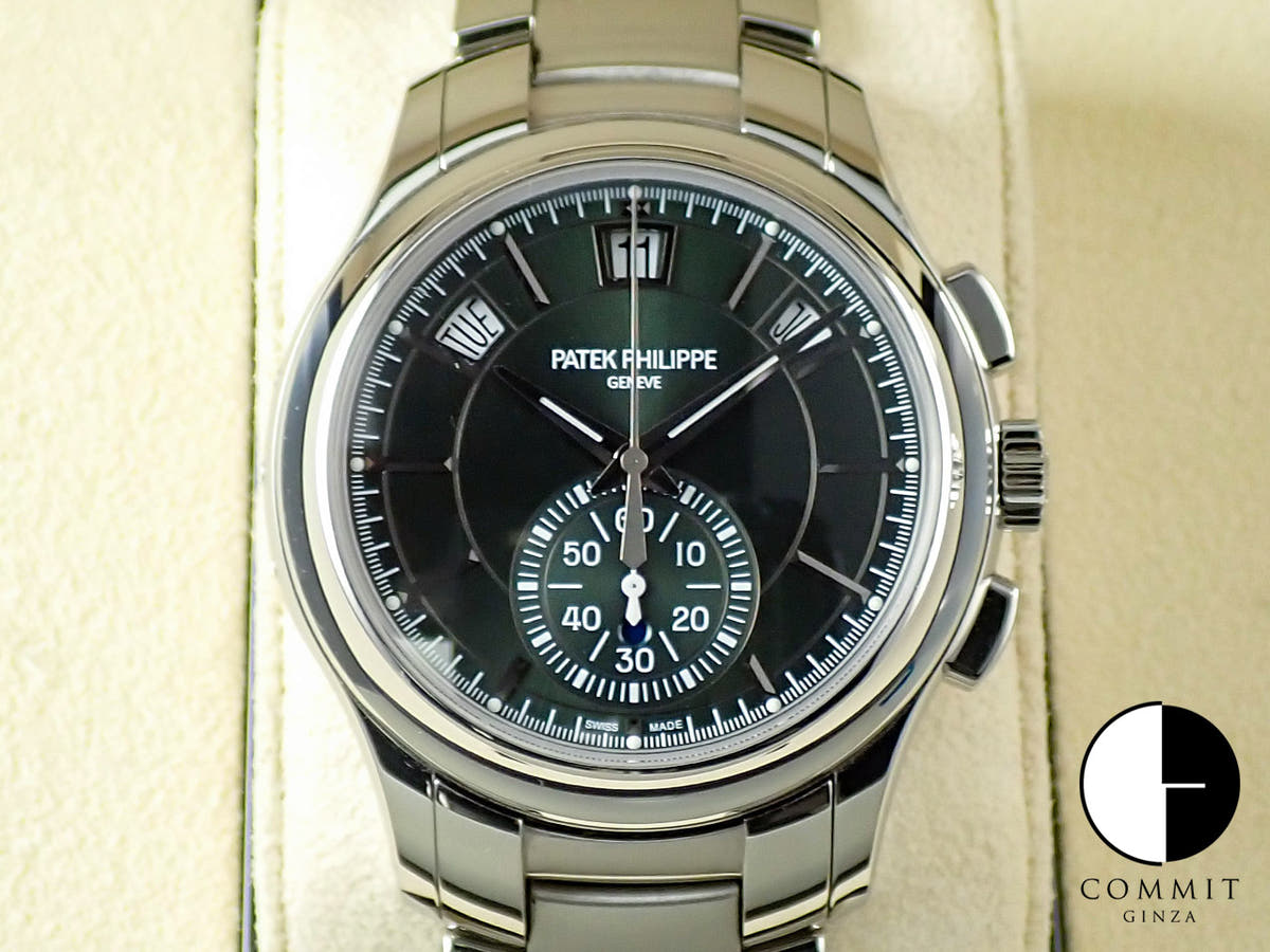 パテックフィリップ アニュアルカレンダー クロノグラフ Ref.5905/1A-001 ステンレススチール オリーブグリーン ソレイユ文字盤