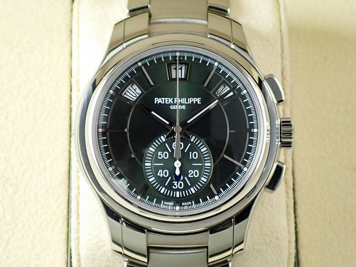パテックフィリップ アニュアルカレンダー クロノグラフ Ref.5905/1A-001 ステンレススチール オリーブグリーン ソレイユ文字盤