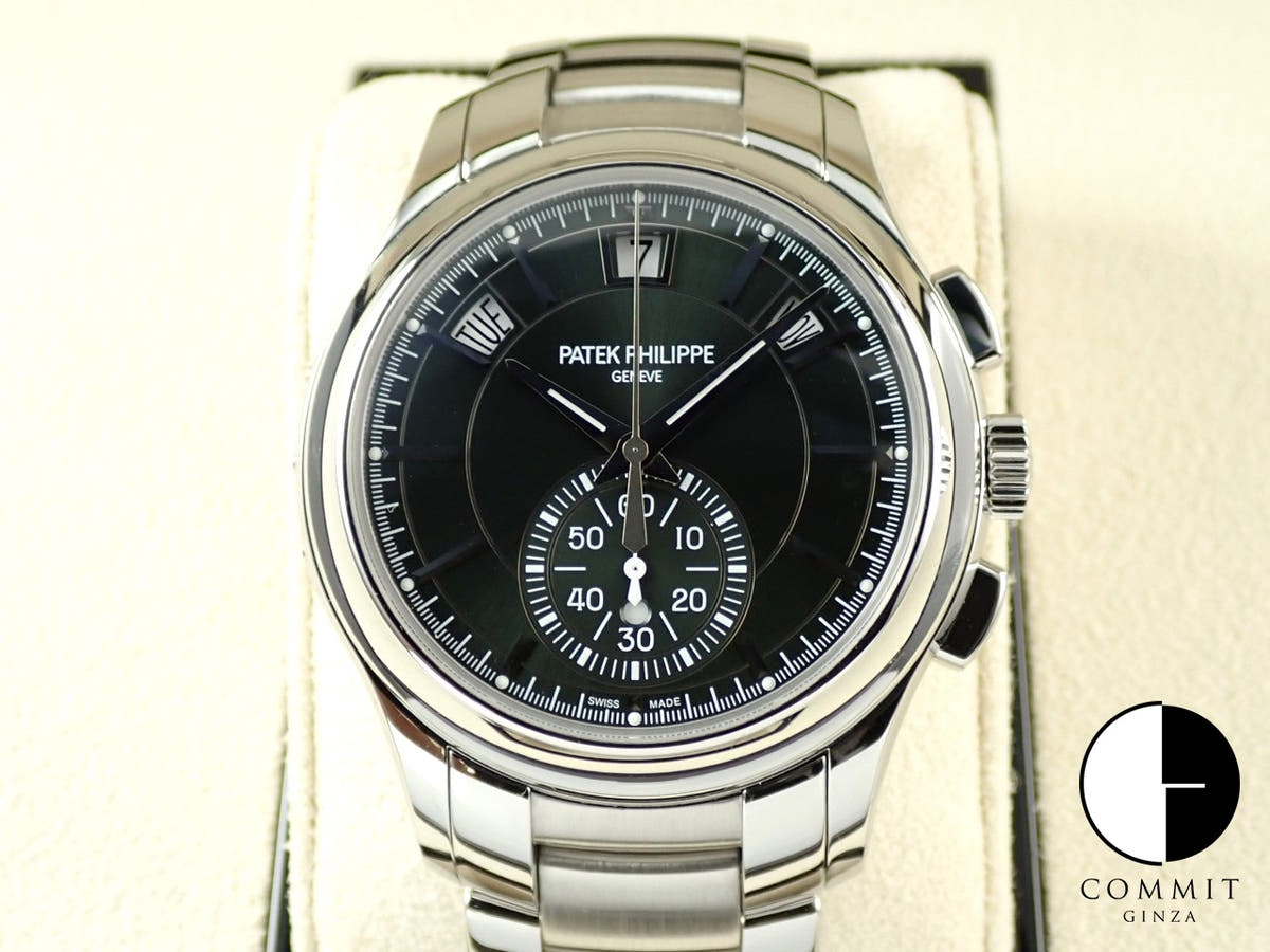 パテックフィリップ アニュアルカレンダー クロノグラフ Ref.5905/1A-001 ステンレススチール オリーブグリーン ソレイユ文字盤