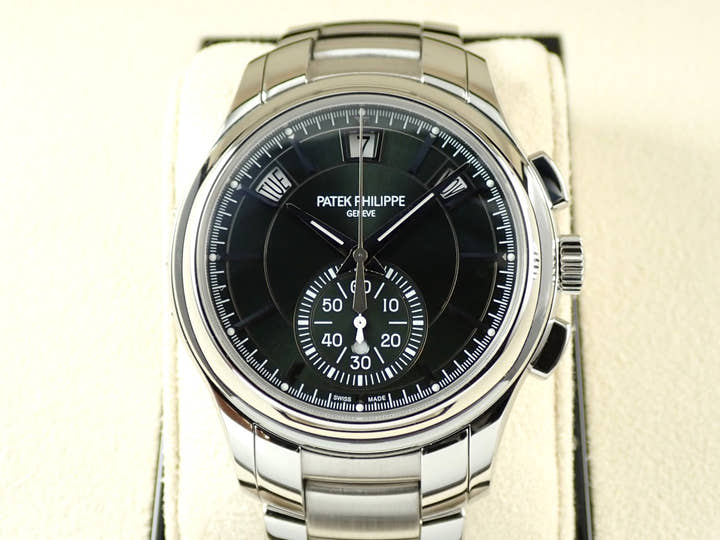 パテックフィリップ アニュアルカレンダー クロノグラフ Ref.5905/1A-001 ステンレススチール オリーブグリーン ソレイユ文字盤