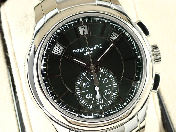 パテックフィリップ アニュアルカレンダー クロノグラフ Ref.5905/1A-001 ステンレススチール オリーブグリーン ソレイユ文字盤