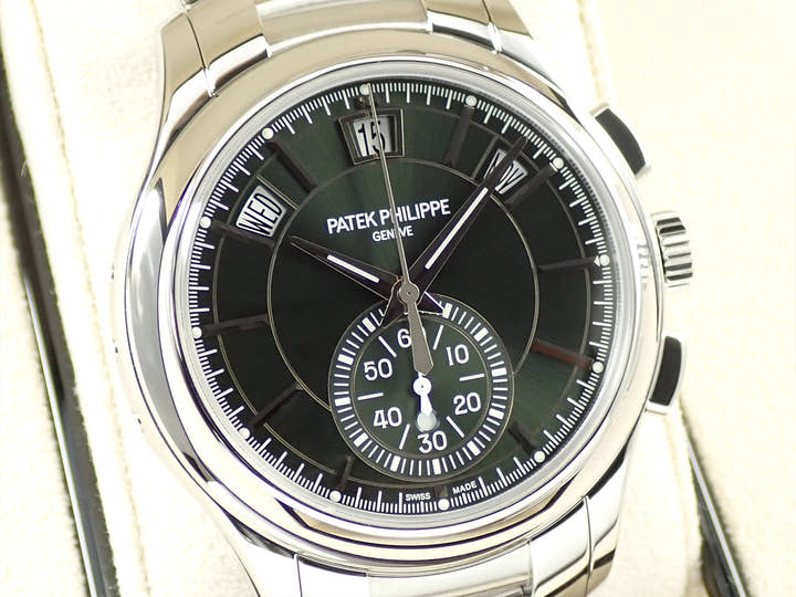 パテックフィリップ アニュアルカレンダー クロノグラフ Ref.5905/1A-001 ステンレススチール オリーブグリーン ソレイユ文字盤
