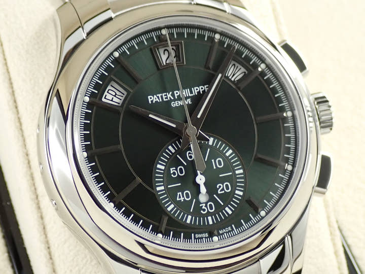 パテックフィリップ アニュアルカレンダー クロノグラフ Ref.5905/1A-001 ステンレススチール オリーブグリーン ソレイユ文字盤