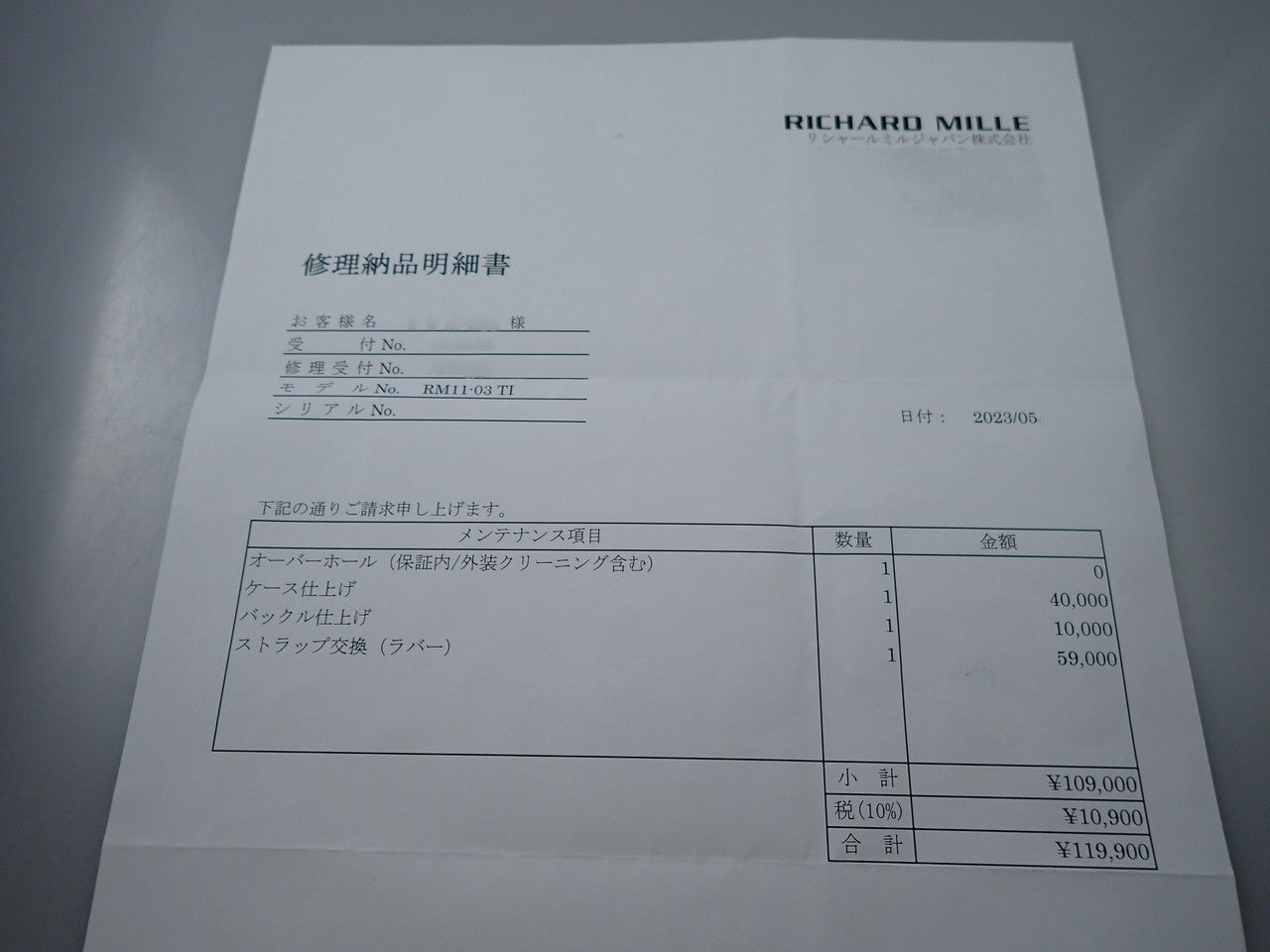 リシャールミル オートマティック フライバック クロノグラフ ≪保証書・箱・その他≫