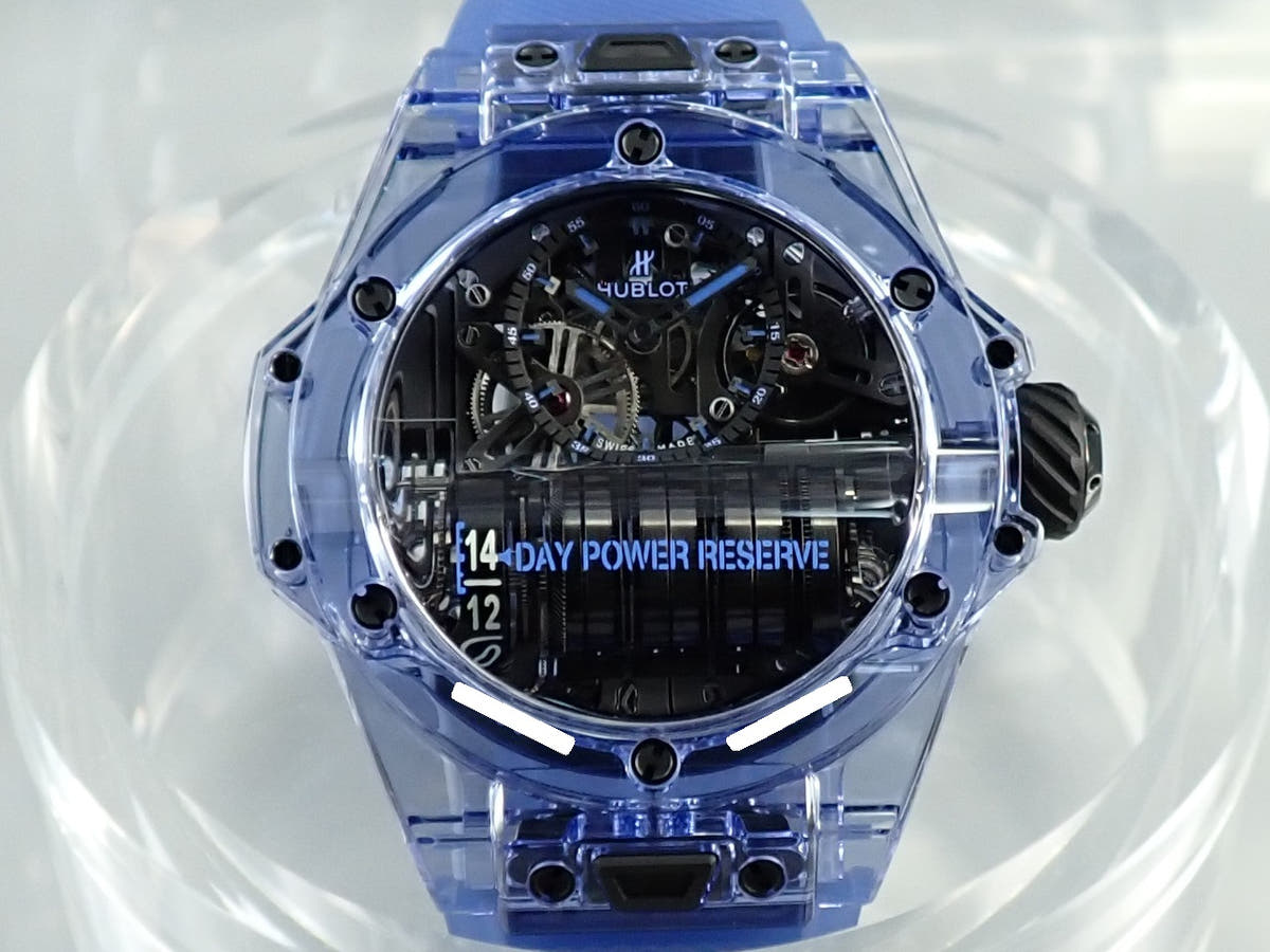 ウブロ ビッグバン MP-11 14DAYS パワーリザーブ ブルーサファイア Ref.911.JL.0119.RX スケルトン文字盤 極美品 UY3004HY