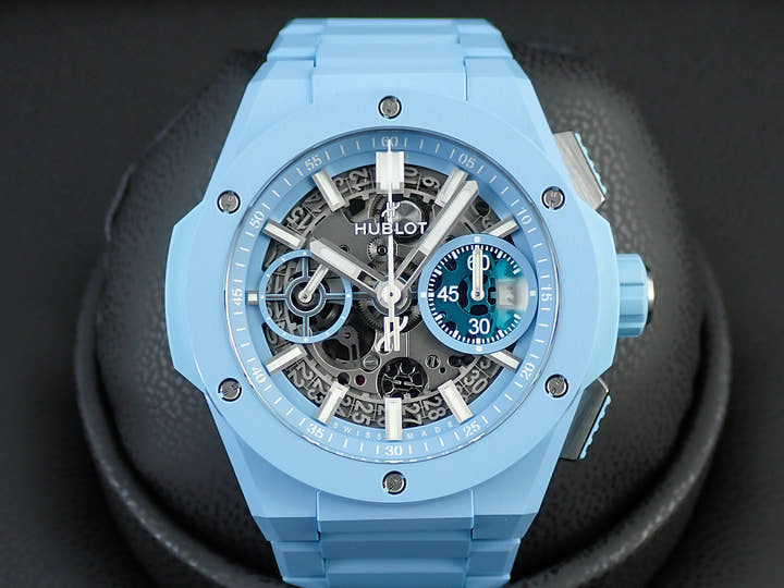 ウブロ ビッグバン インテグレーテッド スカイブルーセラミック Ref.451.EX.5120.EX スケルトン文字盤 極美品 9VYHFYXW