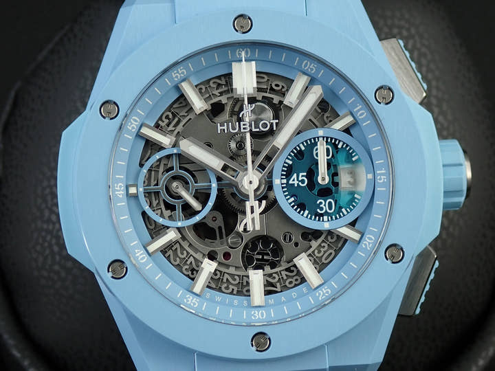 ウブロ ビッグバン インテグレーテッド スカイブルーセラミック Ref.451.EX.5120.EX スケルトン文字盤 極美品 9VYHFYXW