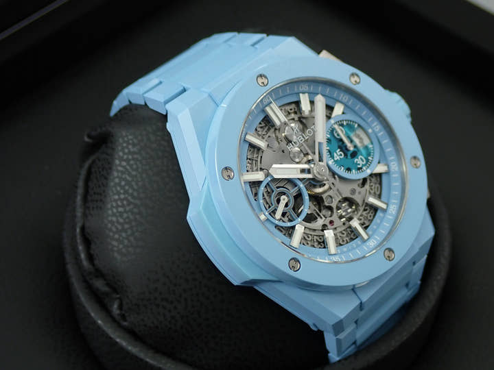 ウブロ ビッグバン インテグレーテッド スカイブルーセラミック Ref.451.EX.5120.EX スケルトン文字盤 極美品 9VYHFYXW