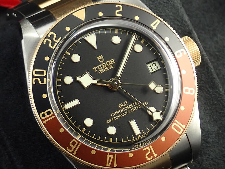 チューダー(チュードル) ヘリテージ ブラックベイ GMT S&G Ref.79833MN ブラック文字盤 未使用 T52WZ468