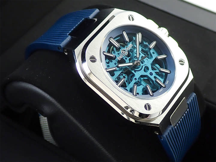 ベル＆ロス BR05 スケルトン ブルー Ref.BR05A-BLU-SKST/SST スケルトン文字盤 極美品 H3R7L3JV