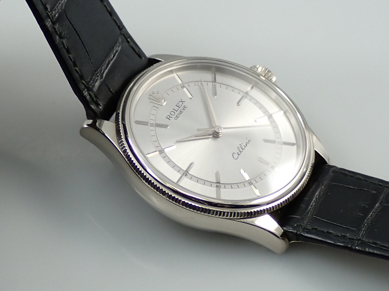 しむ　0206 Rolex Cellini Time White Gold Black Index / Roman Dial Domed