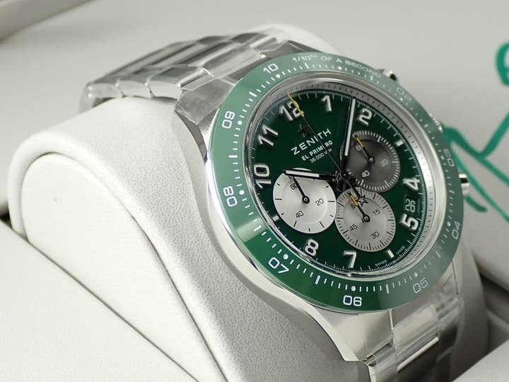 ゼニス クロノマスター スポーツ アーロン ロジャース Ref.03.3117.3600/56.M3100 グリーン文字盤 新品 9WV930CF