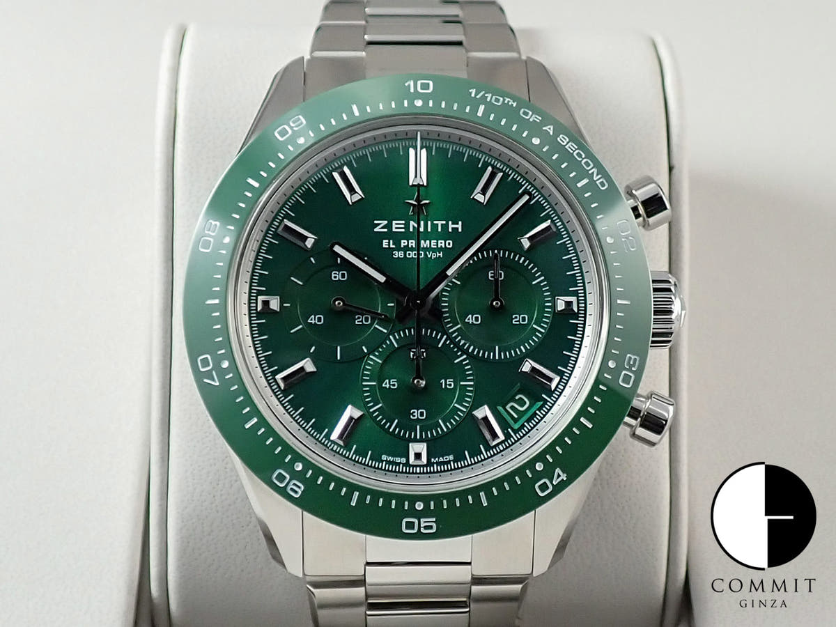 ゼニス クロノマスター スポーツ ヨシダ スペシャル Ref.03.3107.3600/56.M3100 グリーン文字盤 極美品 2CYLAHXM