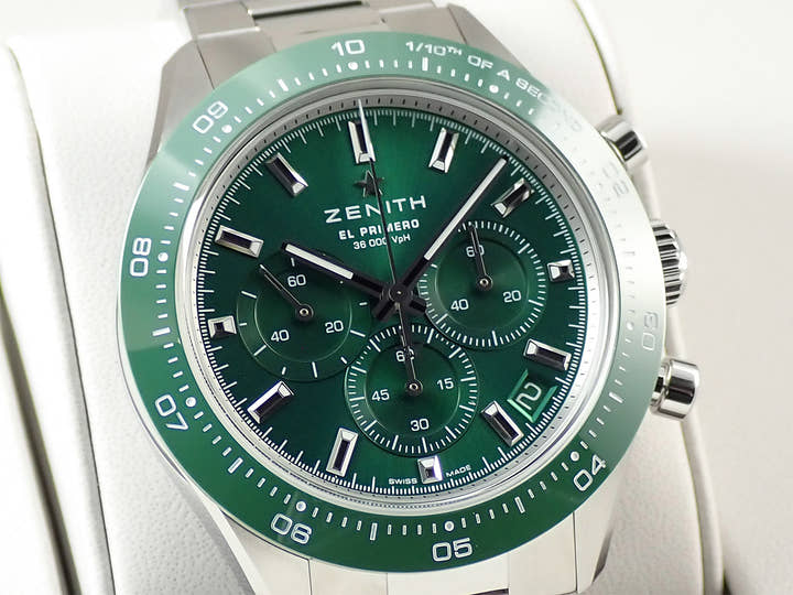 ゼニス クロノマスター スポーツ ヨシダ スペシャル Ref.03.3107.3600/56.M3100 グリーン文字盤 極美品 2CYLAHXM