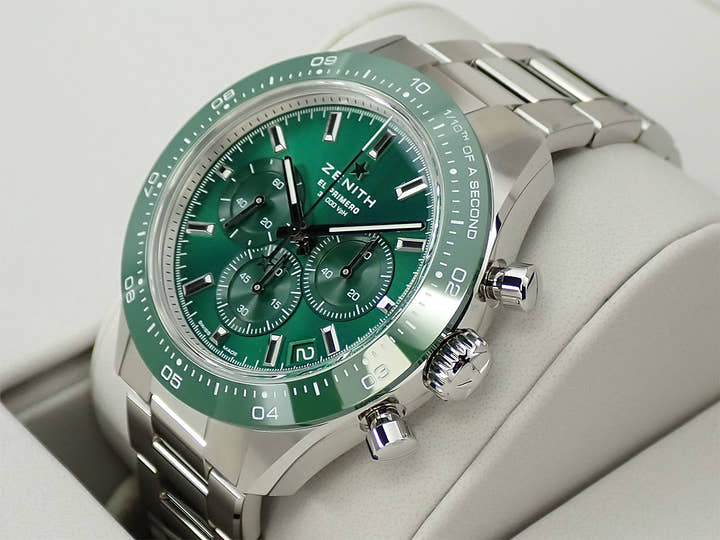 ゼニス クロノマスター スポーツ ヨシダ スペシャル Ref.03.3107.3600/56.M3100 グリーン文字盤 極美品 2CYLAHXM